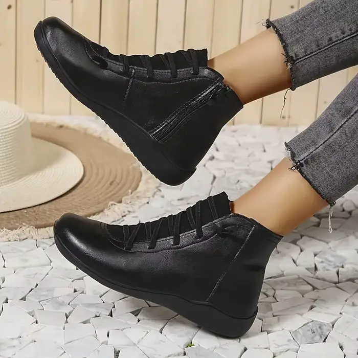 Bottes de neige en cuir véritable pour femmes
