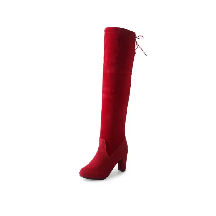 Bottes longues en daim à lacets pour femmes