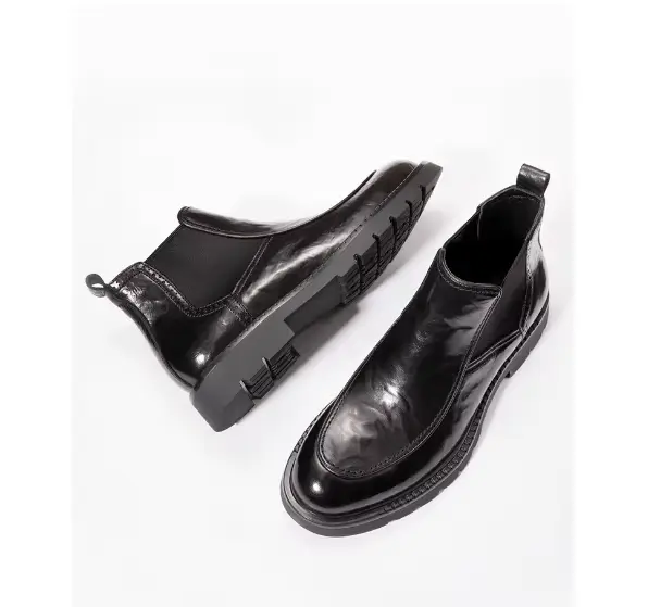 Bottes pour hommes en cuir véritable, chaussures montantes en cuir, bottes d'affaires, bottes en cui