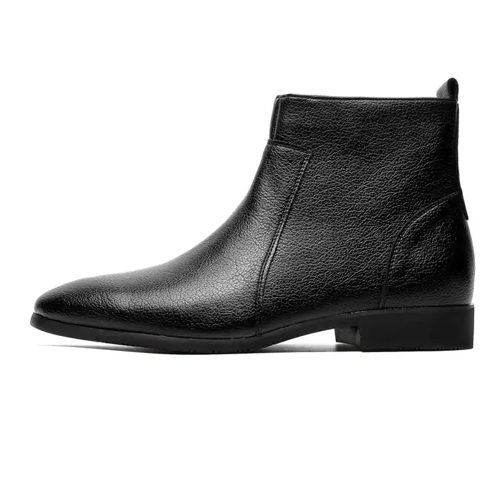 Bottines Chelsea en cuir grainé doux pour hommes, bottes courtes à fermeture éclair latérale pour le