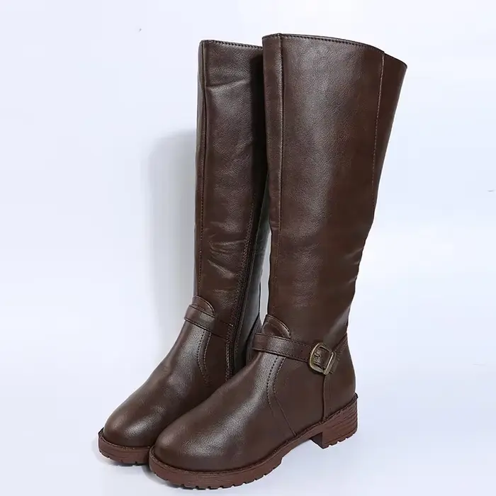 Bottes en cuir pour femmes 2025 printemps et automne nouvelle fermeture éclair