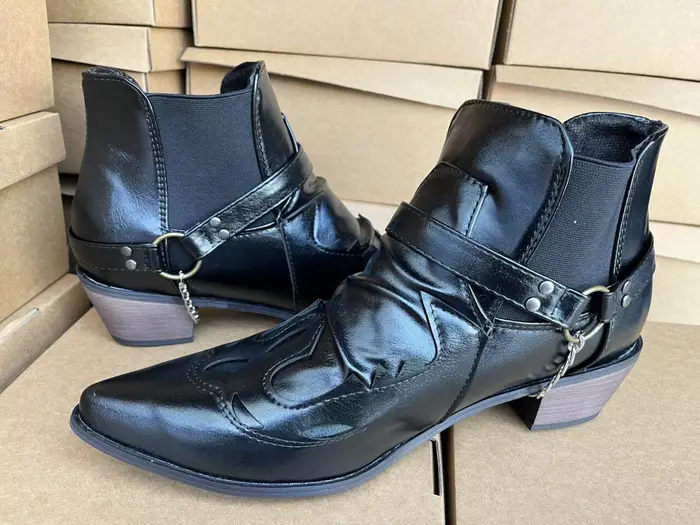 Bottes de cowboy vintage faites à la main pour hommes, chaussures montantes en cuir décontractées av