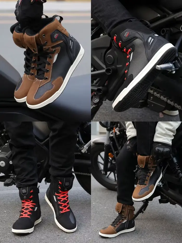 Bottes de moto hautes performances pour hommes, bottes de protection anti-collision, antidérapantes pour cyclisme, bottes montantes décontractées et durables pour randonnées et trajets quotidiens