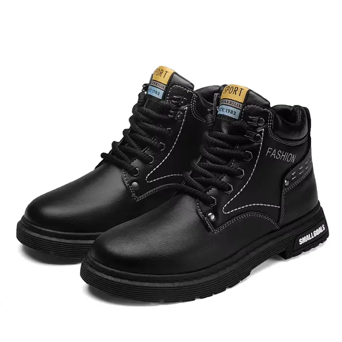 Bottines courtes à lacets pour hommes, semelle marron à plateforme, bottes de marche en plein air, c