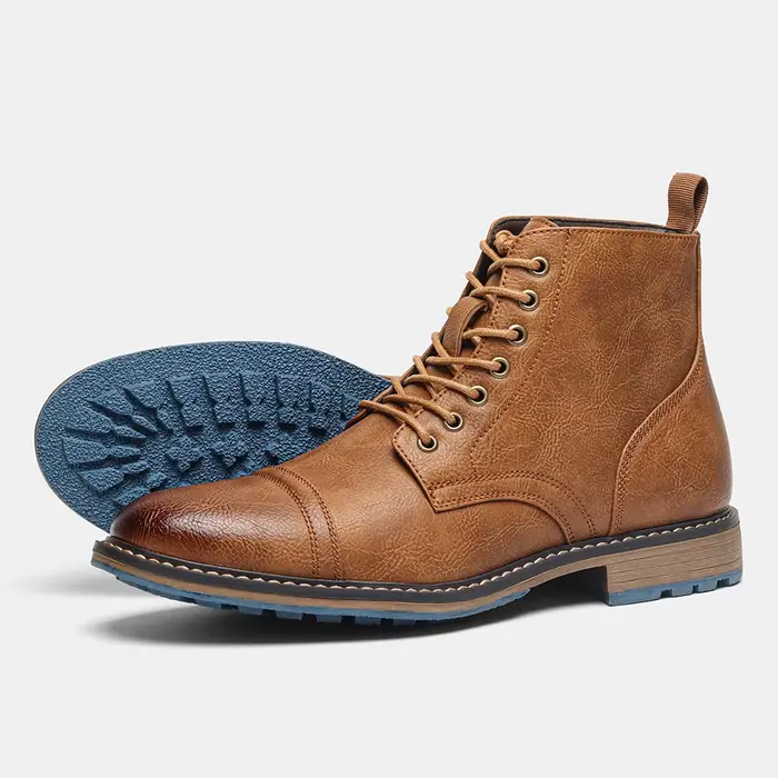Bottes Chelsea pour hommes décontractées et tendance en cuir pour la saison printemps automne bottes confortables avec liaison croisée et semelle en caoutchouc