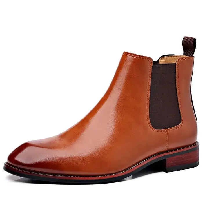 Bottines Chelsea respirantes à bout pointu pour hommes, chaussures d'automne en cuir à la mode, conf