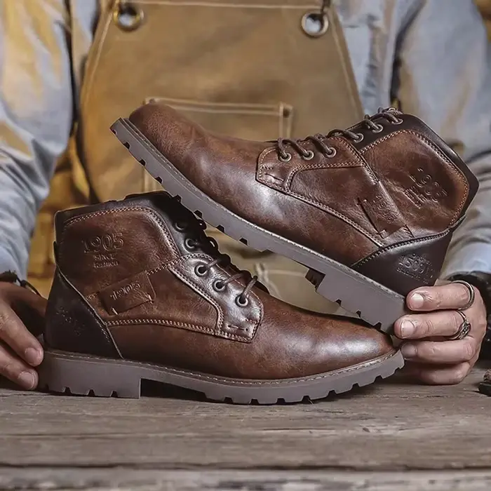 Bottes en cuir véritable pour hommes, chaussures décontractées, style britannique, mode masculine, 2
