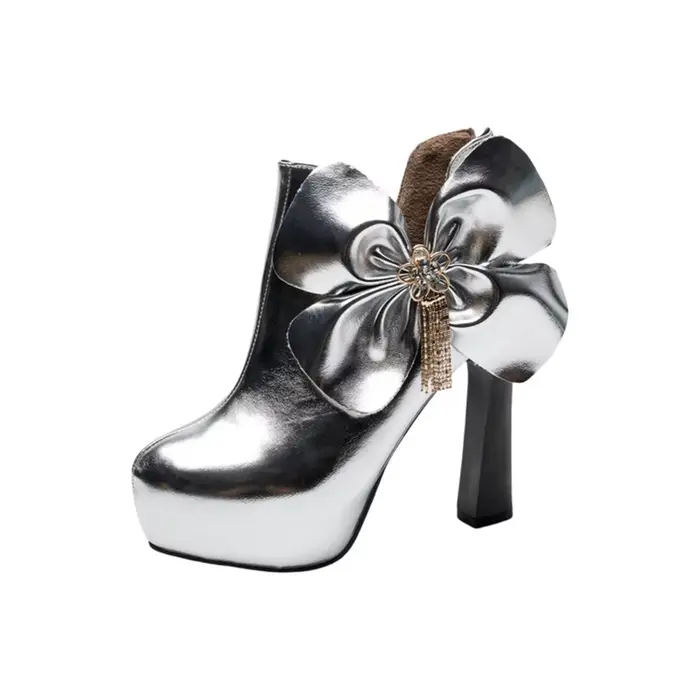 Chaussures de mode pour femmes printemps automne bottes courtes talons hauts bout rond élégantes pour occasions spéciales