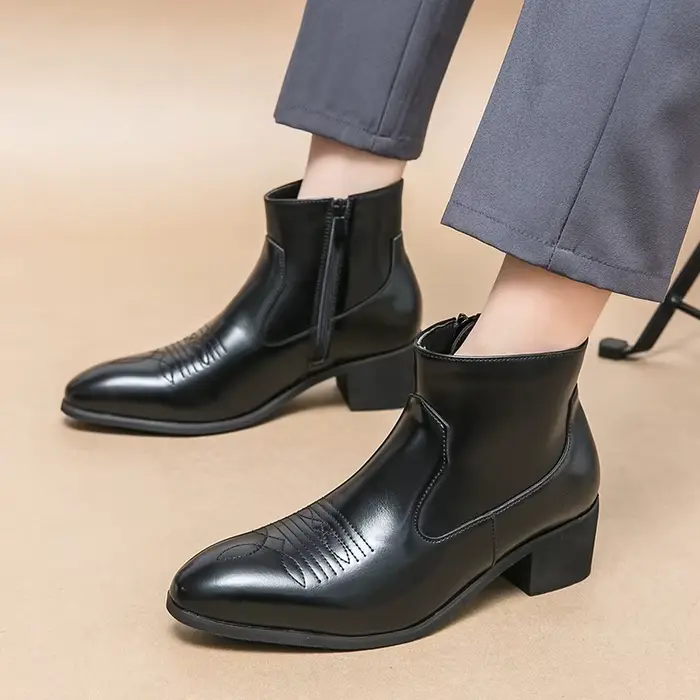 Bottes occidentales noires pour hommes Cowboy marron Chelsea