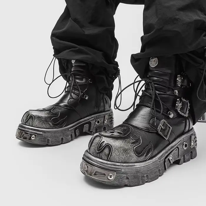 Bottes de moto de Style gothique Punk pour hommes