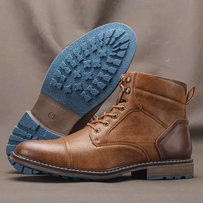 Bottes pour hommes confortables, style rétro, bottes de marque 2026 en cuir