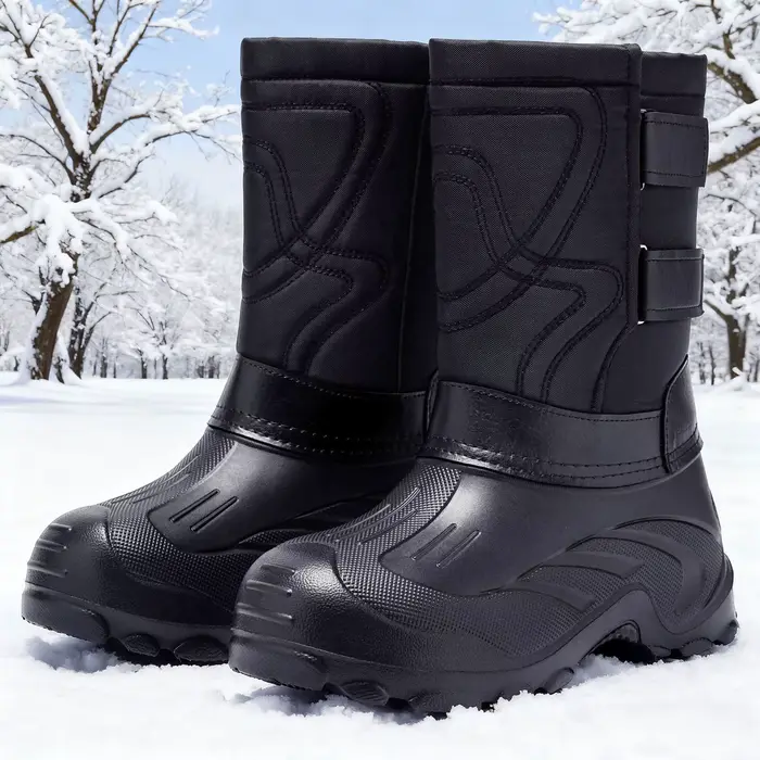 Bottes de neige montantes en coton épais doublées de polaire pour hommes