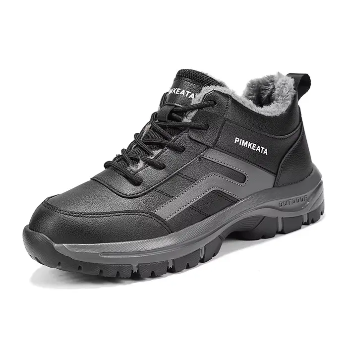 Bottines d'hiver imperméables en cuir PU pour hommes, bottines de neige chaudes, en peluche, antidér