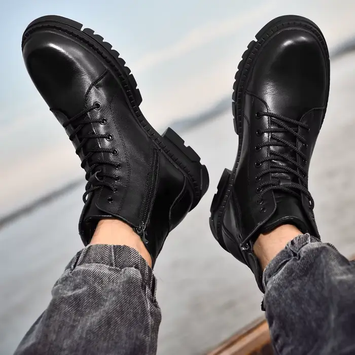 Bottes en cuir véritable pour hommes