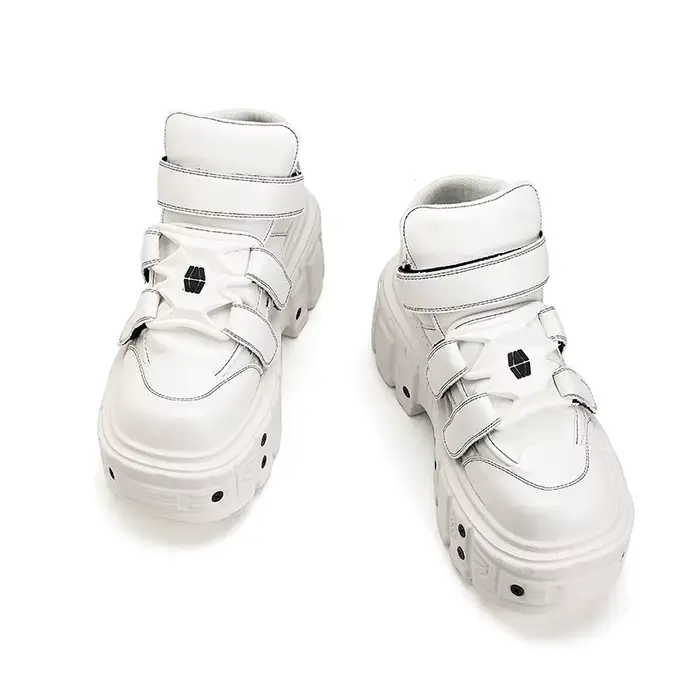 Gothique cheville Rock bottes 2026 nouveau Style Punk femmes chaussures à lacets blanc plate-forme c