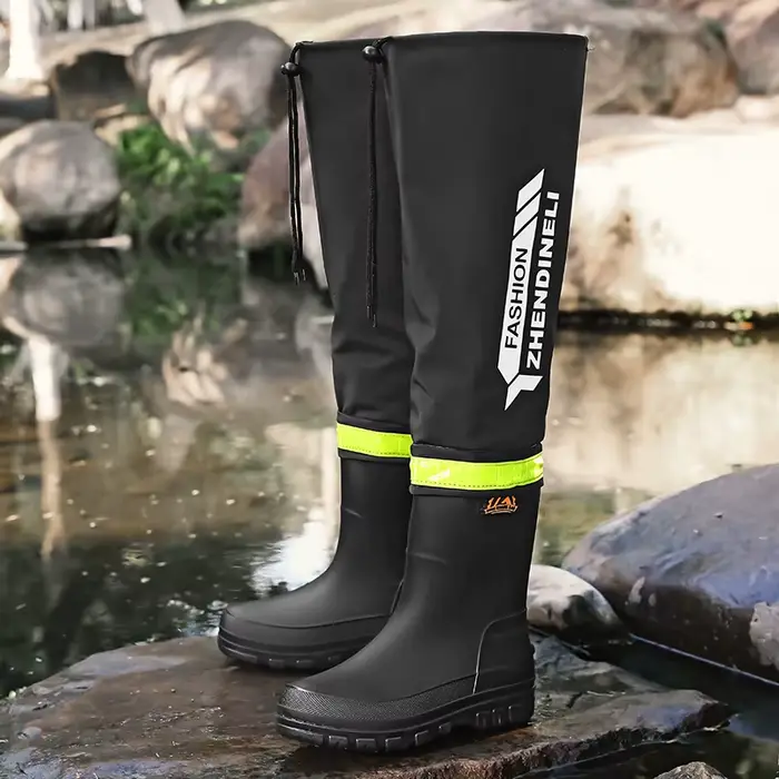 Bottes de pluie montantes pliables pour homme, imperméables et antidérapantes, pour la pêche à la li