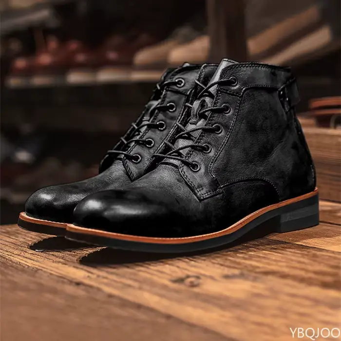 Nouveaux hommes à la mode vêtements de travail bottes rétro mode confort bottes en cuir décontracté 