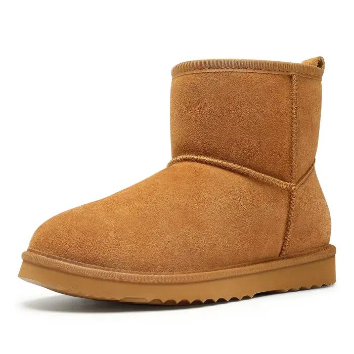 Evshien – bottes de neige en daim véritable pour femme, Mini bottes chaudes et pelucheuses, conforta
