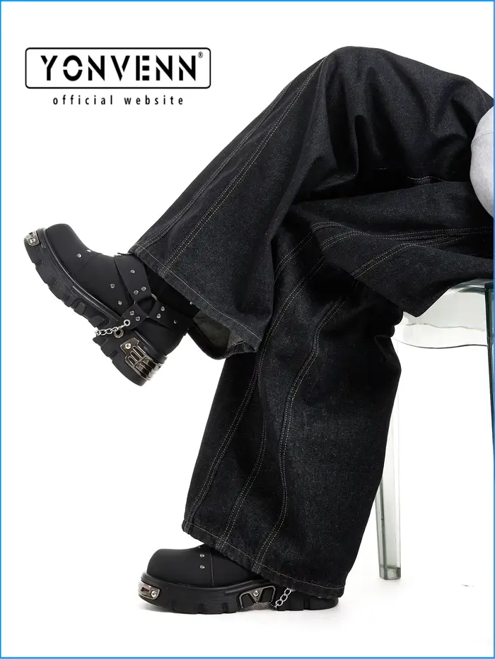 Bottes courtes en cuir de chevalier noir pour homme style punk mode chelsea pour hommes occasions spéciales et tous les jours