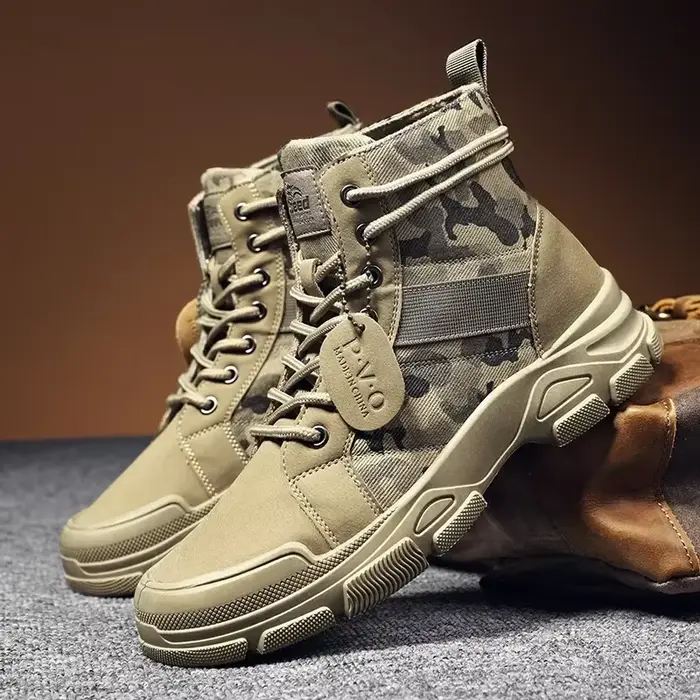 Bottes militaires en cuir PU pour hommes