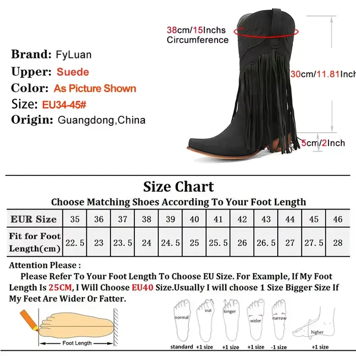 Bottes de Style occidental femmes 5CM talon bloc glands CowBoy chaussures 2025 printemps automne et hiver rétro