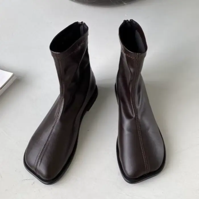 Bout carré femmes bottines à talons mode nouvelles chaussures d'hiver 2025 concepteur élégant Chelse