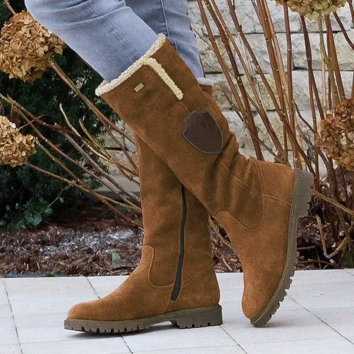 Mode demi bottes femmes couleur unie grande taille pente automne hiver daim côté fermeture éclair chaussures tête ronde