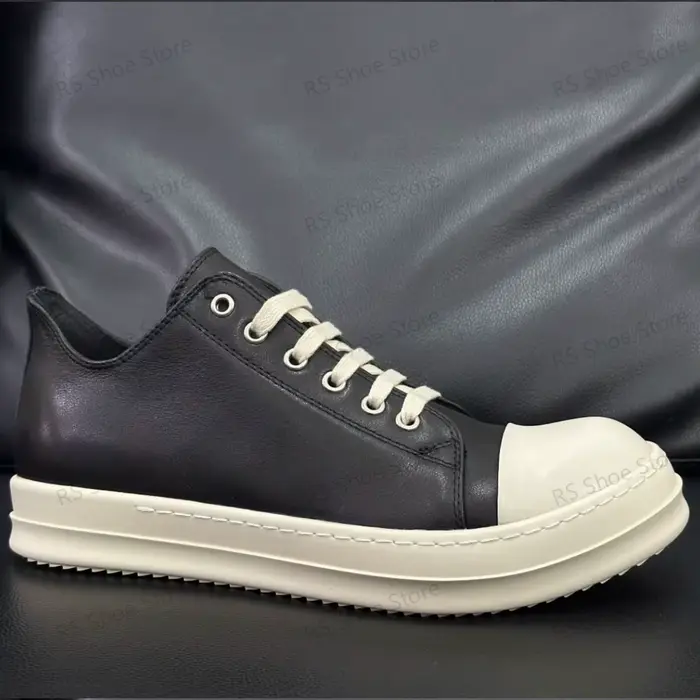 R-o hommes chaussure en cuir noir bas chaussures décontractées à lacets femmes Sneaker Design classique semelle épaisse