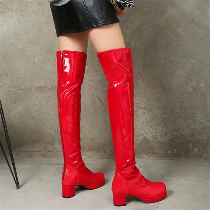 Cuissardes en cuir verni pour femme