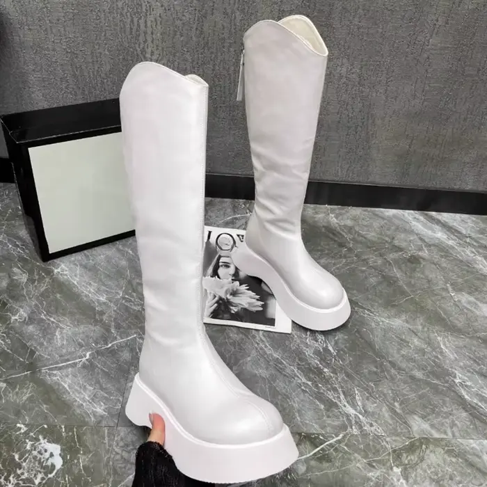 Bottes de chevalier en cuir véritable pour femmes