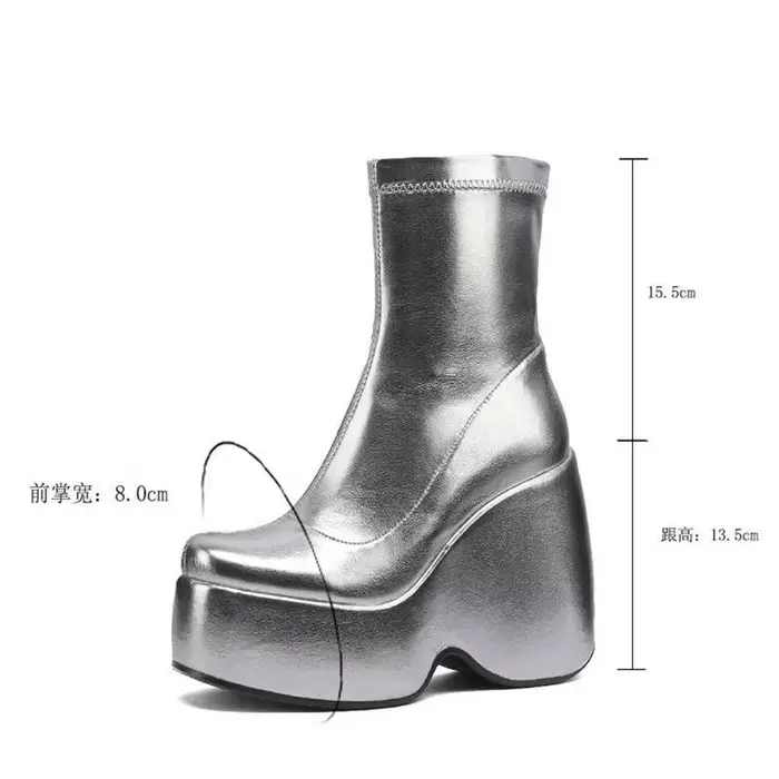 SIMLOVEbalance-Bottes à plateforme pour femmes, chaussures à talons hauts, chausson optique, soirée 