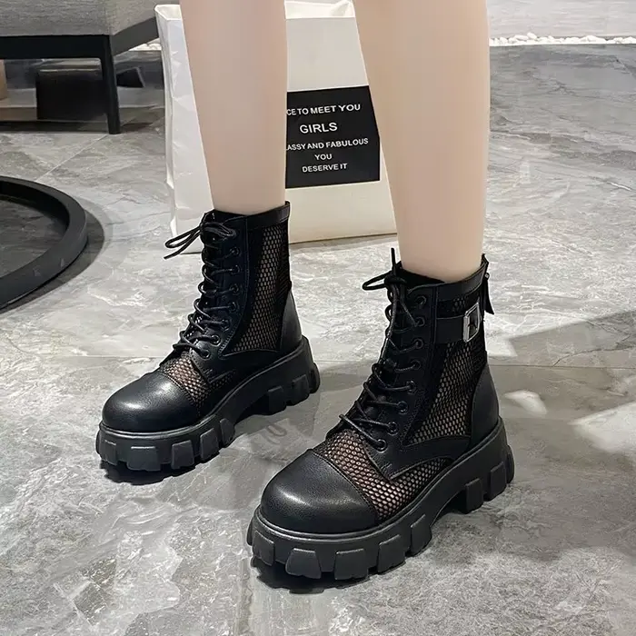 Bottes en maille respirante à semelle épaisse pour femmes