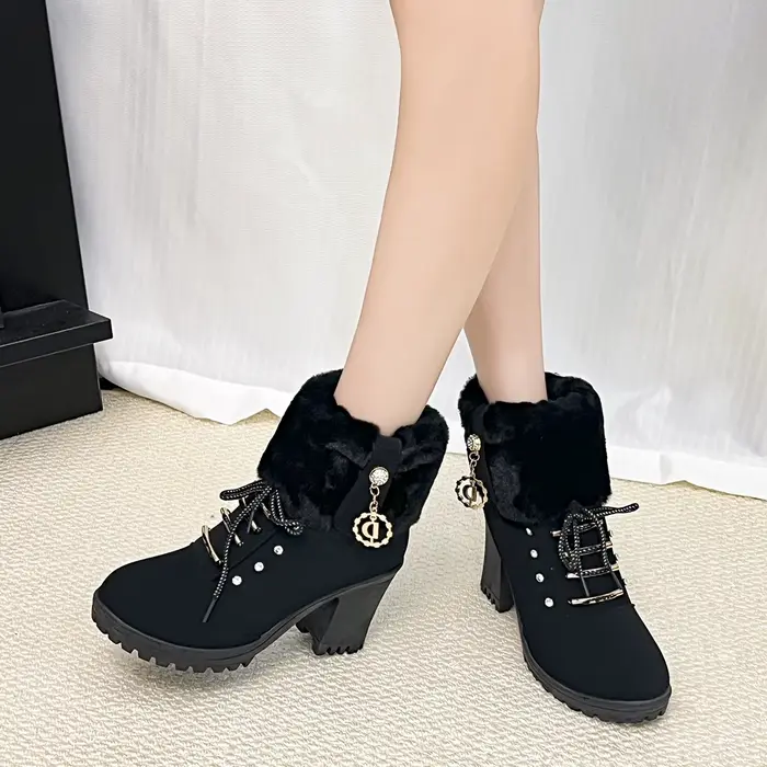 Femmes bottes hiver confortable concepteur talons hauts chaussures pour femmes 2025 nouvelle plate-f