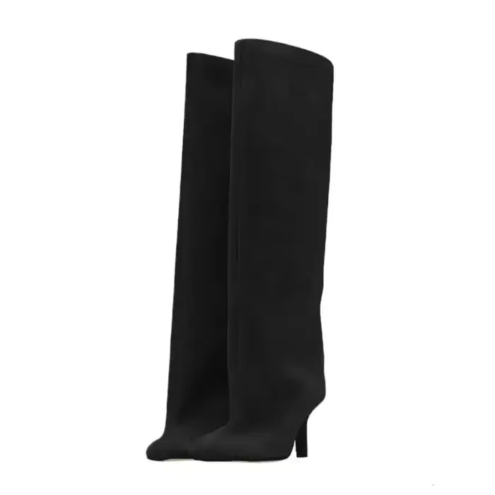 Bottes équestres en daim à bout carré pour femmes