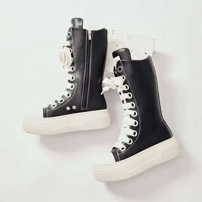 Bottes de moto en cuir PU pour hommes et femmes, chaussures de couple montantes, bottes de mollet à 