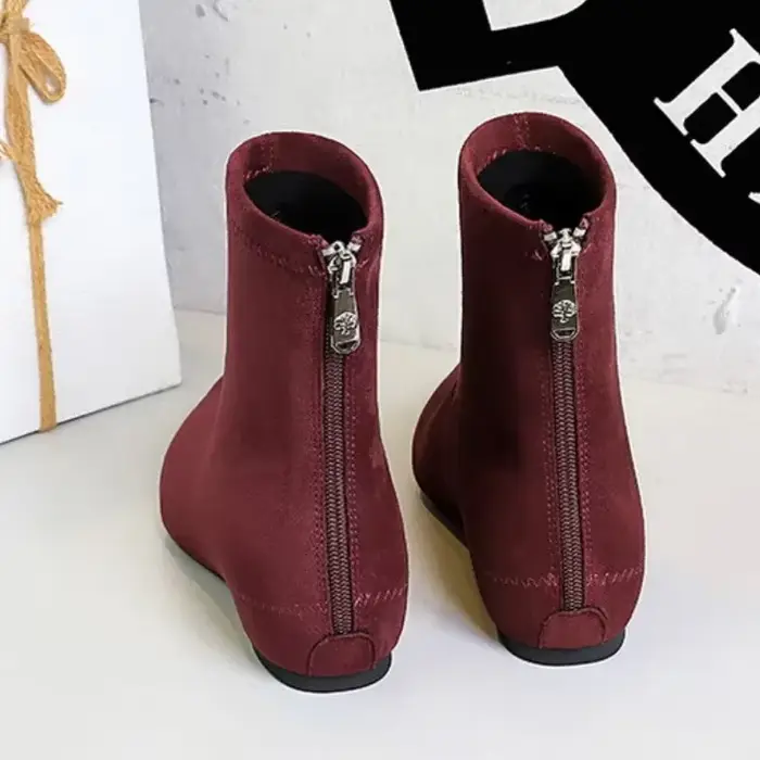 Bottes courtes pointues en daim pour femmes