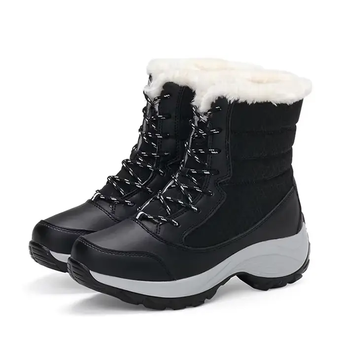 Bottes de neige pour femmes, chaussures à plateforme, en peluche, garde au chaud, cuissardes hautes,