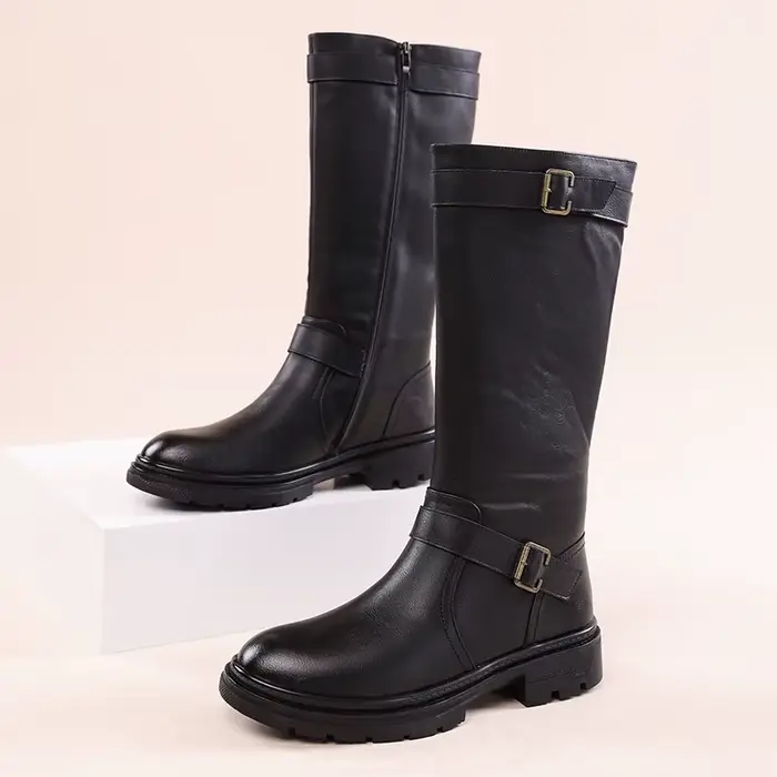 Bottes hautes britanniques en cuir noir pour hommes, bottes de moto de styliste, bottes de travail d
