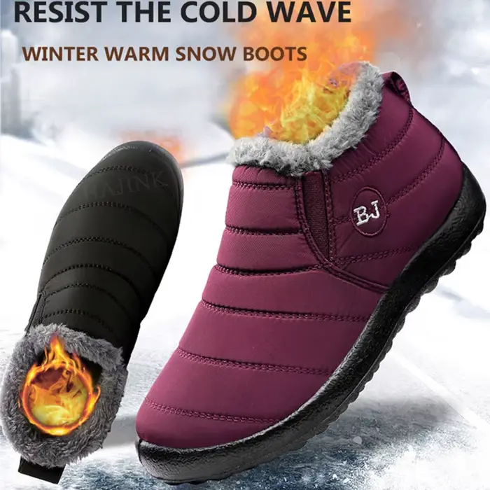 Bottines de neige imperméables et chaudes pour homme, chaussures d'hiver en toile avec fausse fourrure pour printemps et automne, bottes de neige pour homme élégantes et résistantes