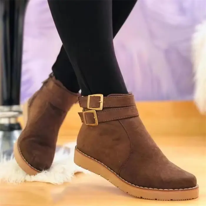 Bottes pour femmes, automne-hiver, nouvelles bottes à fermeture éclair latérale, bottes à talon bas,