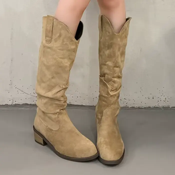 Bottes hautes classiques en daim pour femmes