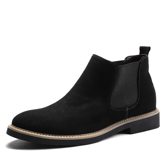 Automne hiver Chelsea bottes hommes Style britannique daim cuir chaussures hommes sans lacet décontr
