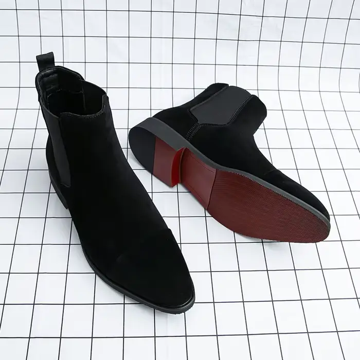 Chelsea bottes pour hommes semelle rouge Pu cheville affaires bout rond Slip-On hommes bottes livrai