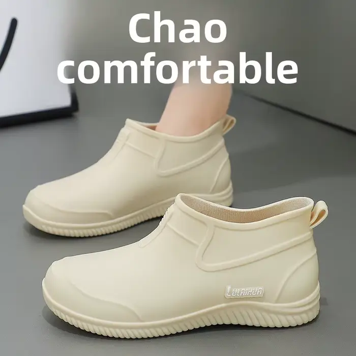 Bottes de pluie courtes pour femmes antidérapantes imperméables style décontracté couleur unie pour automne hiver travail cuisine