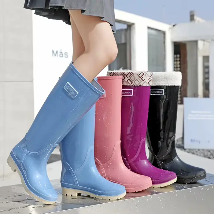 Bottes de pluie élégantes à tige haute 42 cm violettes pour femmes