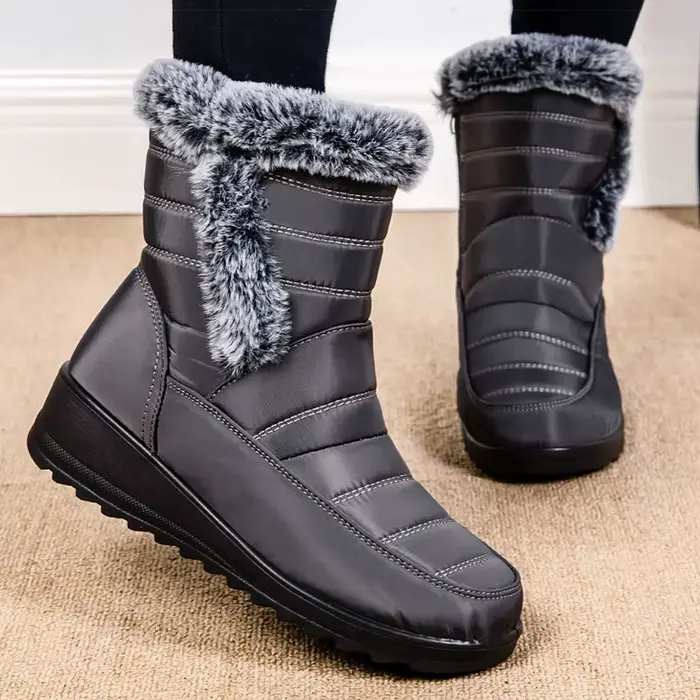 Bottes femme 2025 nouvelles bottes de neige pour 2025 chaussures d'hiver femme talons bas fourrure B