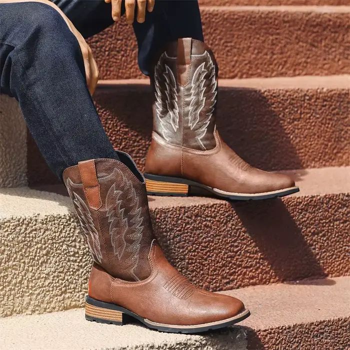 Bottes de Cowboy brodées Vintage pour hommes