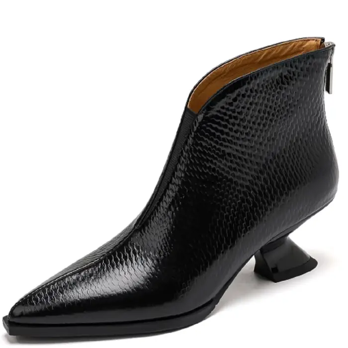 Bottes en Cuir group à Mi-Talons, Chaussures d'Hiver Modernes, Faites à la Main, Nouvelle Marque, Se