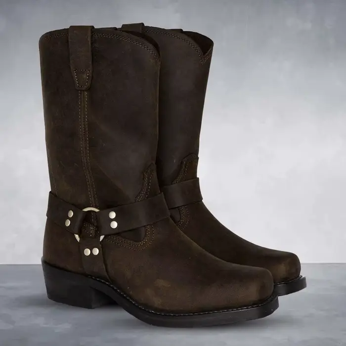 Bottes de cowboy rétro mi-mollet imperméables et chaudes pour hommes occasions spéciales et tous les jours