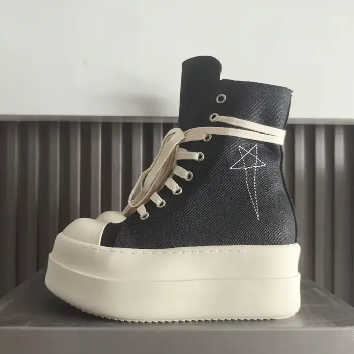 Chaussures en toile respirantes à semelle épaisse pour hommes et femmes, montantes, à lacets, avec f